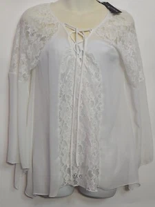 Top Kay Celine bianco fagiano blusa pizzo taglia XS nuovo con etichette Fairycore - Foto 1 di 8