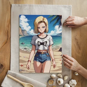 Glass Cutting Board 8x11 Anime Android-18 Serving Tray Anti-Bacterial Dragon Z - Picture 1 of 2