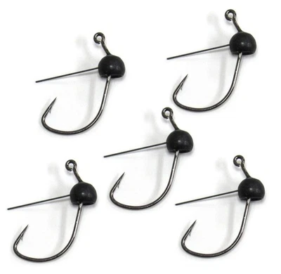HARMONY FISHING COMPANY Harmony Fishing - Tungsten Weedless Wacky Jigheads (5 Pack, Black)