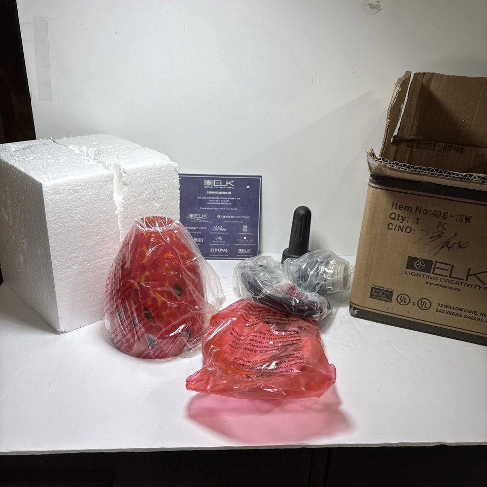 Elk Lighting Mini Pendant Fire Red With Satin Nickel 110-1FR 5” high New - Image 1 of 4