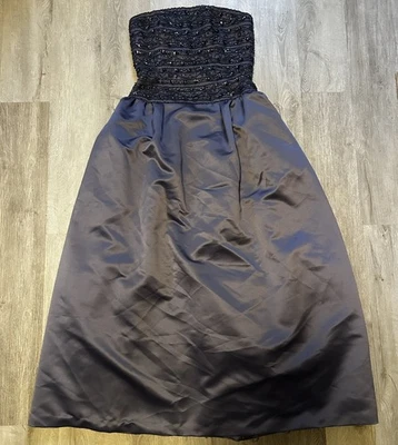 VESTIDO DE NOCHE BOB MACKIE MUJER VINTAGE MANGAS púrpura con cuentas talla 4 Foto 1 de 4