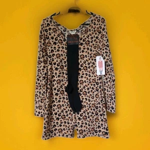 NWT ShoSho Halloween Bodysuit Romper 1 Piece Long Stockings Womens L Skull Print - Picture 1 of 8