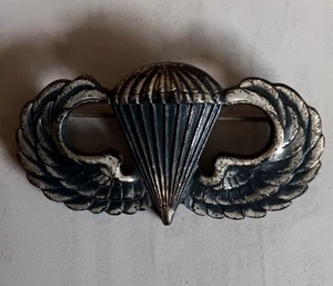 Vintage Sterling WWII ARMY JUMP WINGS PARACHUTIST BADGE AIRBORNE PARATROOPER - Picture 1 of 6