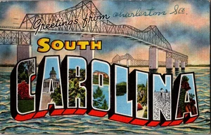 Vtg Postcard Large Letter Greetings South Carolina (charlston sc) Hand written - Picture 1 of 2