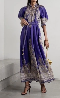 Maxi Vestido Zimmermann Anneke Swing Talla 1 (AU 10-12) Indigo Paisley Foto 1 de 4