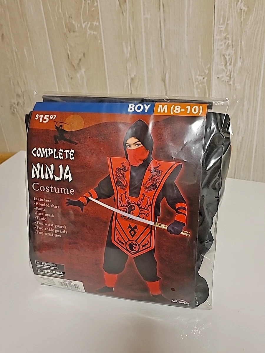 Ciao Ninja Kostüm Für Jungen - Gr. 9-11 Jahre, Schwarz-orange, Inkl. Tunika, Hose & Zubehör