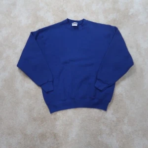 Vintage Fruit Of The Loom Crew Neck Sweater Men's Large Blue USA Made - Picture 1 of 9