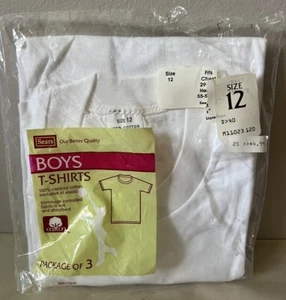 Kids Boys Size 12 Vintage Plain White Sears Single Stitch Crew neck T Shirt - Picture 1 of 3
