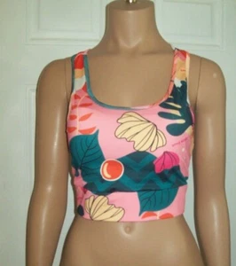 Size XL Reason Brand Pink Multi color Floral w/ pads sports Bra - Picture 1 of 3