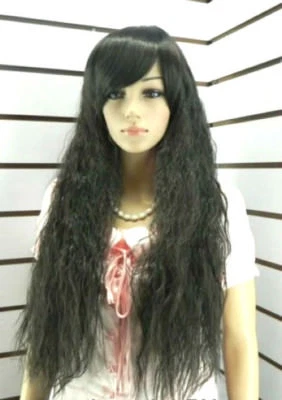 Hot Sell Fashion Long Black Fluffy Small Wavy Women Girl Hair Wig Wigs +Wig Cap - Image 1 of 3