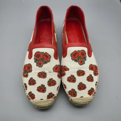 Alexander McQueen Zapatos Planos Lona Estampado Amapola Alpargata Rojo Marfil 10 EUR 41 Foto 1 de 4