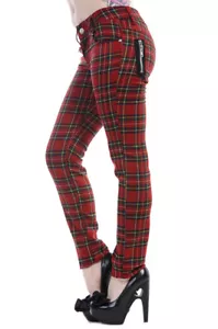 Mujer Tartán Rojo de Cuadros Alternativa Rockabilly Flaco Pantalones Gótico Punk - Imagen 1 de 3