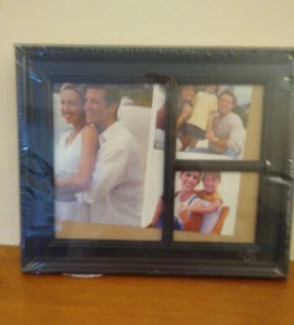 Black photo frame for 3 photos, 1 photo 18 cm x 12 cm and 2 photos 10 cm square - Picture 1 of 3