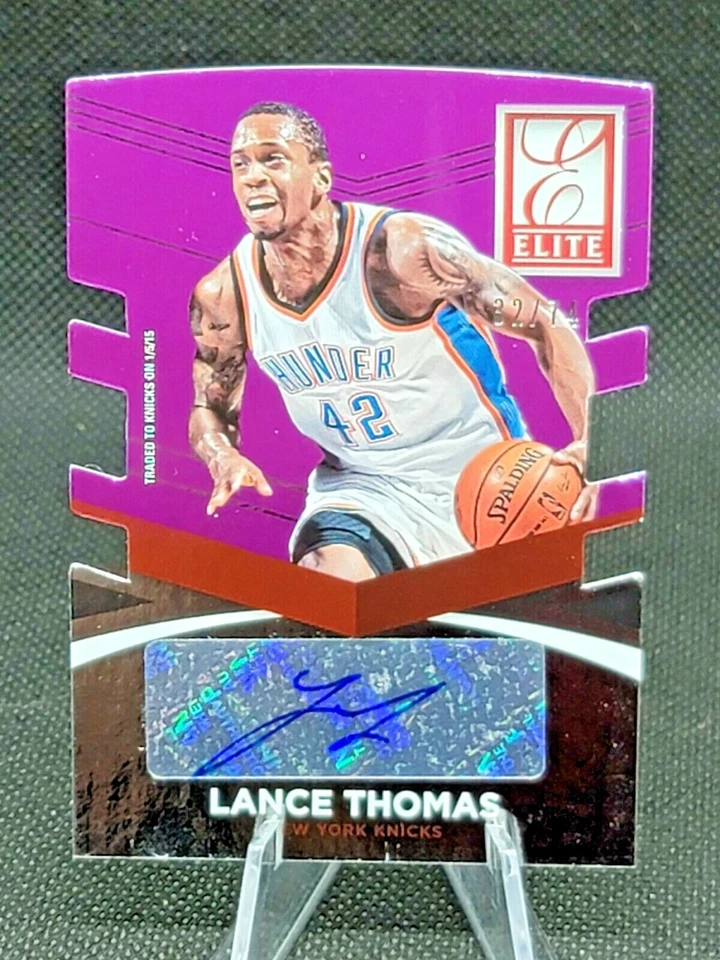 2014-15 Lance Thomas Pink Auto Autograph 32/74 Donruss Elite - Image 1 of 2