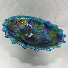 Hand Painted in Italy Multi-colored Art Glass 15" x 10" Oval Shaped Bowl