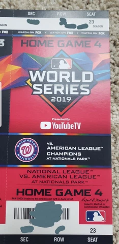 2019 WORLD SERIES game 7 AT Washington Nationals  *** PHANTOM *** ticket stub Cover