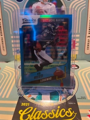 Ed Reed 2021 Panini Classics Timeless Tributes Legends Blue SSP 3/5 Ravens - Image 1 of 2
