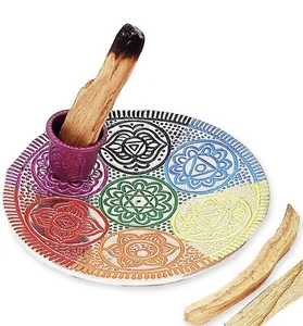 Chakra Palo Santo Holder Burner - Handcrafted Metal Incense Holder - Picture 1 of 5