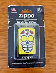 ZIPPO DAY OF THE DEAD YELLOW LIGHTER - NEW! - DAMAGED PACKAGE! - Picture 1 of 7