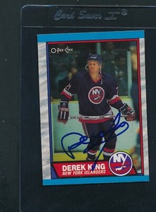 1989/90 O-Pee-Chee #6 Derek King Islanders Signed Auto *C1527