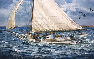 "The Waterman" Tom Freeman Naval Print - Chesapeake Bay Skipjack - Bild 1 von 1