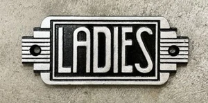 LADIES Classic Art Deco Cast Iron Bathroom Sign, 2.25” x 5.75” - Picture 1 of 1