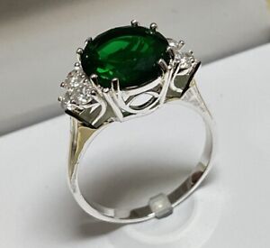 MACY’S CHARTER CLUB GREEN CUBIC ZIRCONIA SILVER PLATED RING SIZE 10 LADIES NEW
