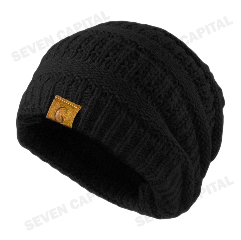 Women's Men Knit Slouchy Baggy Beanie Oversize Winter Hat Ski Fleece Slouchy Cap - Image 1 of 3