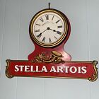 RARE Vintage Stella Artois Wall Clock-18”x14” Red Hanging Beer Bar Advertisement
