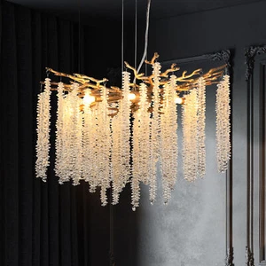 23.6'' Gold Tree Branch Crystal Chandelier Modern Ceiling Pendant Light Fixtures - Picture 1 of 10