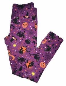 The Children's Place Girls Purple Halloween Leggings Pumpkin Cat Witch Size 7-8 - Picture 1 of 6