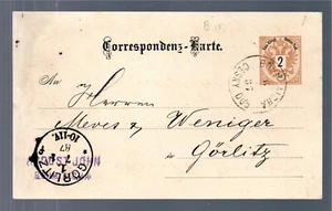 Tschechien/Osterreich 1887 alte Postkarte Bohm.Aicha/Cesky Dub nach Gorlitz - Bild 1 von 2