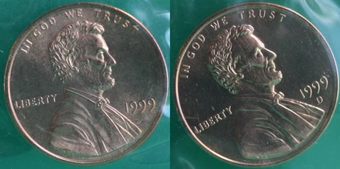 1999 P & D Lincoln Cent 2-Coin from US Mint Set UNC Cello One Cent Penny Set Cover