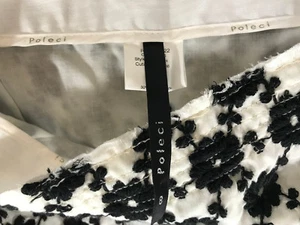 Gonna Poleci nera e bianca in lana ricamata corta a matita taglia 8/M - Foto 1 di 7