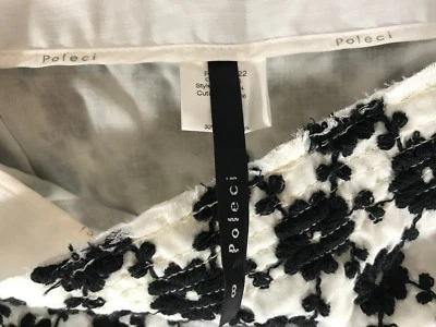 Poleci Skirt Black & White Wool Embroidered Short Pencil Skirt Size 8/M - Image 1 of 4