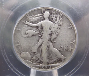 1938 "D" Walking Liberty SILVER Half Dollar 50c ICG VG10 #102 Very Good ECC&C - Picture 1 of 5