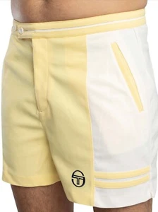 Sergio Tacchini SuperMk2 Pantalones Cortos Apagado Blanco / Amarillo Tenis - Imagen 1 de 3
