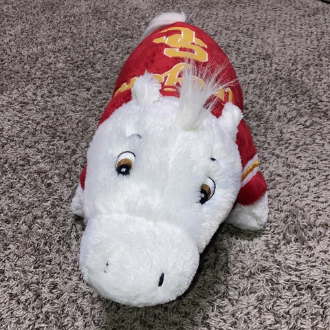 Large USC Trojans Mascot Pillow Pet 2011 Red, White, & Yellow Plush EUC Cover