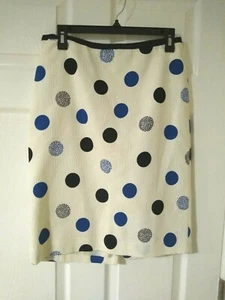 Talbots Above the Knee Straight Skirt Size 6 White w/Blue/Black (T013L) - Foto 1 di 8