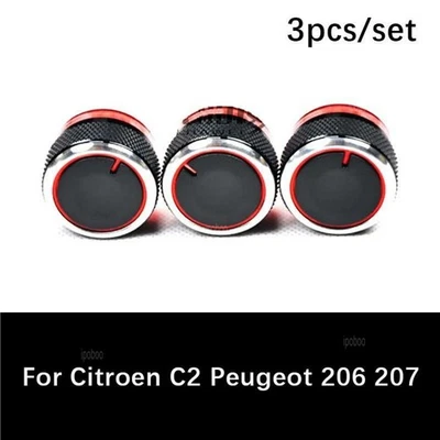 Panel Turning Switch Knob Buttons For Peugeot 206 3Pcs Heater A/C Control Knob - Image 1 of 4