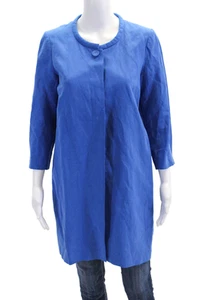 Armand Ventilo Womens Silk Button Down Long Sleeves Coat Blue Size EUR 38 - Picture 1 of 6