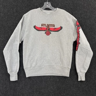 Atlanta Hawks Sweater Mens Small Gray Crewneck Champion Reverse Weave - Image 1 of 4