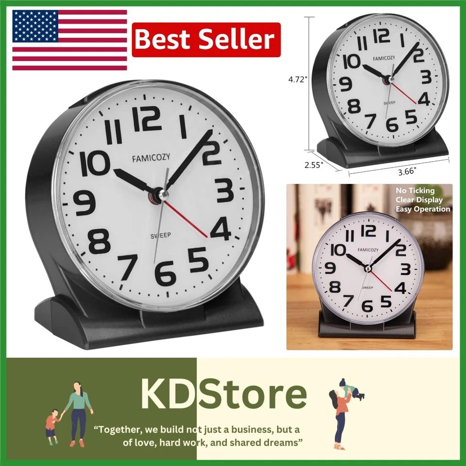 Silent Analog Alarm Clock with Gentle Wake & Large Display - Image 1 of 4