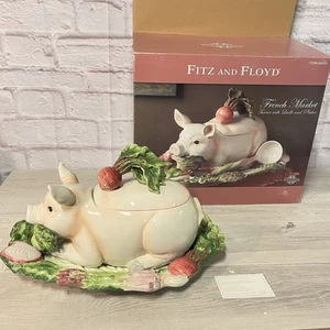 Fitz & Floyd Classic French Market Garden Braten Schweine Suppenterrine komplett IOB - Bild 1 von 20
