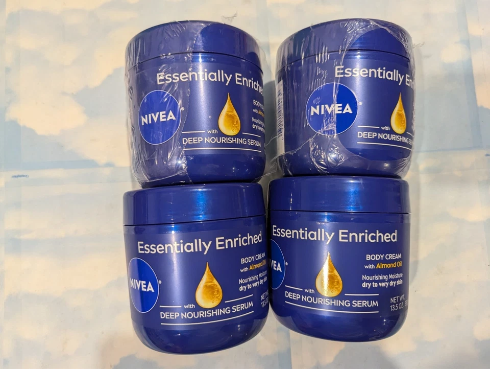 2x NIVEA Essentially Enriched Body Cream Almond Oil 13.5 Oz Each