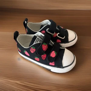 Converse CTAS 2V OX Black/Red/Pink Toddler Girl's Sneakers-Size 6 NWB - Picture 1 of 4