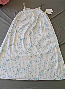 Camisón Eileen West Nuevo con Etiquetas Mediano Blanco Azul Flores Correas de Espagueti 100% Algodón - Imagen 1 de 11