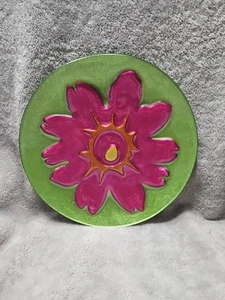 Lori Siebert Silvestri Schmelzglas runder Teller rosa Gänseblümchen Brights Druck Muster - Bild 1 von 10