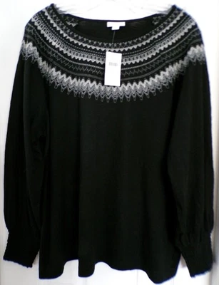 NUEVO CON ETIQUETAS NUEVO OTOÑO J. JILL TALLA XL BORDADO TOP NEGRO MULTI $79.00 Foto 1 de 4