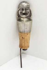 Peruanischer Inka Aztekenkrieger figuraler Flaschenstopper Ausgießer 925 Sterlingsilber - Bild 1 von 14